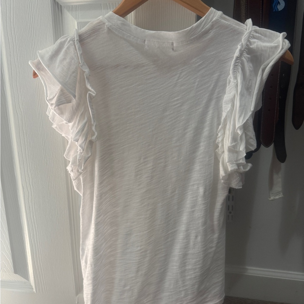 Goldie White Ruffle Sleeve Tee - Picture 2 of 3